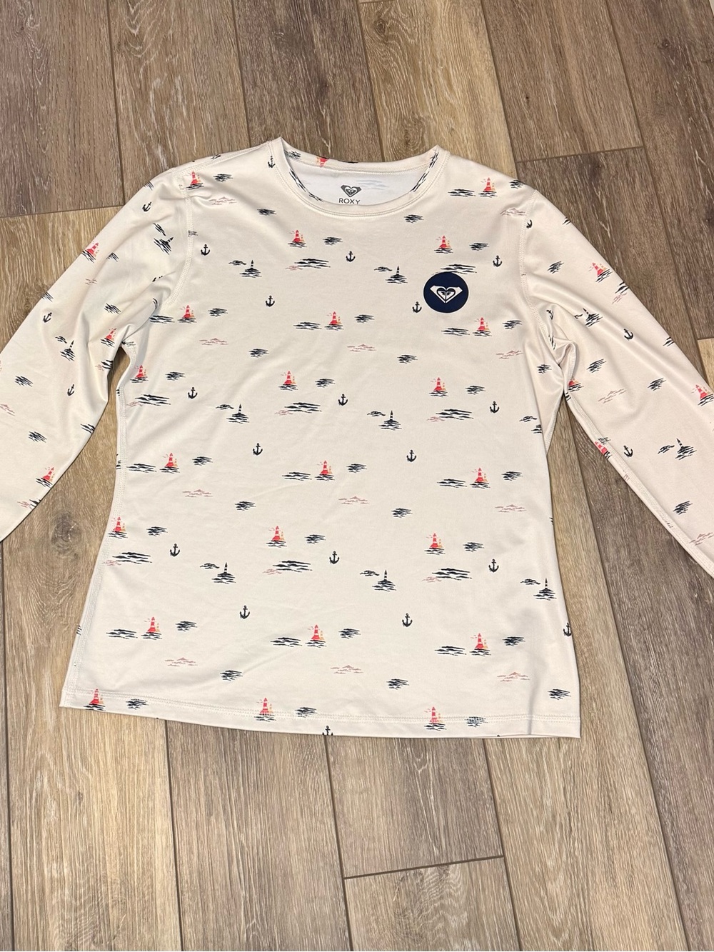 Roxy Cream Nautical Long-Sleeve Rash Guard